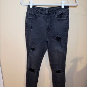 Forever 21 Charcoal Ripped Skinny Jeans